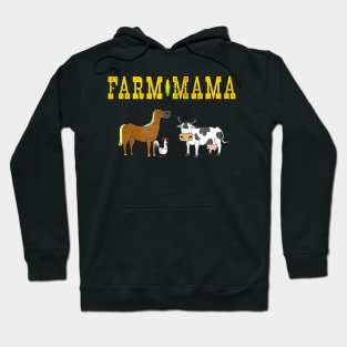 Farm Mama Cute Barnyard Animals Horse Cow Chicken Farmer Mom Hoodie